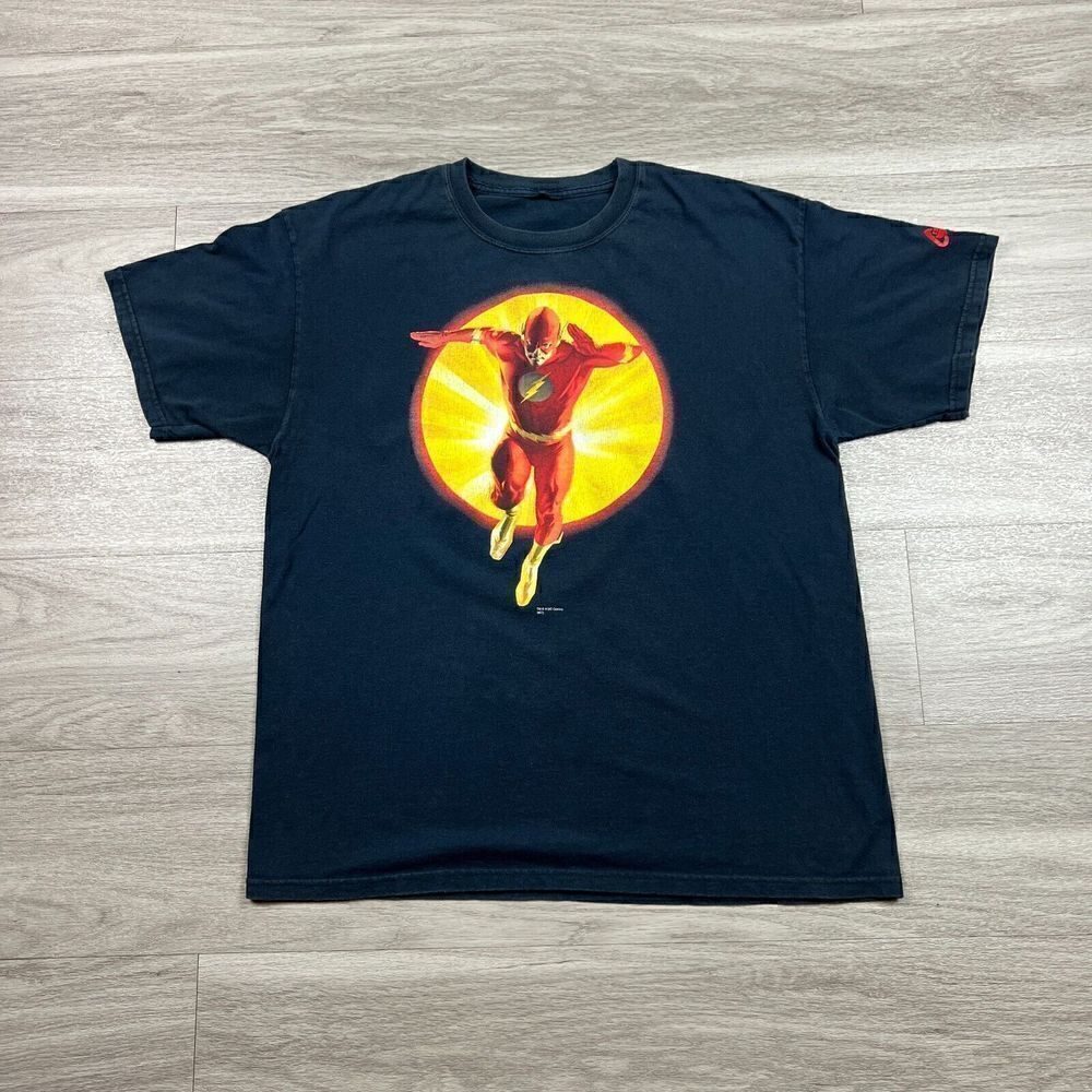 Vintage Shirt Mens Large Black The Flash Graphitti Comics Graphic 90s Cartoon